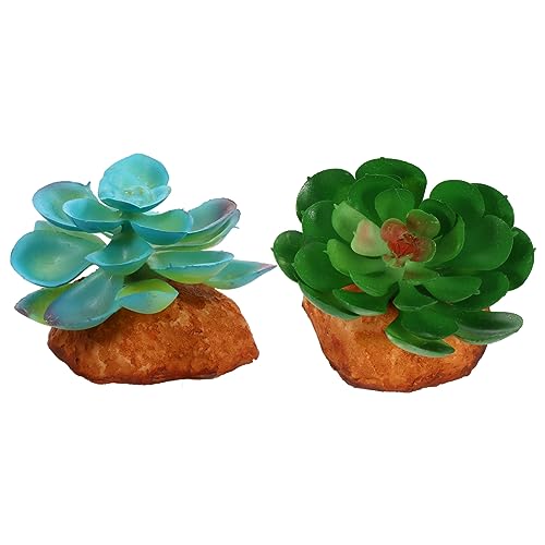 HOLIDYOYO 2pcs Pet Box Plant Decor Artificial Ornament Micro Landscape Adornment Resin Material Reptile Tank Decor