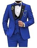 HANBANGWEI Royal Blue Tuxedo for Men Traje de Novio para Boda Hombre Royal Blue and Black Suits for Men Wedding Suit for Groom Groomsmen XX-Large