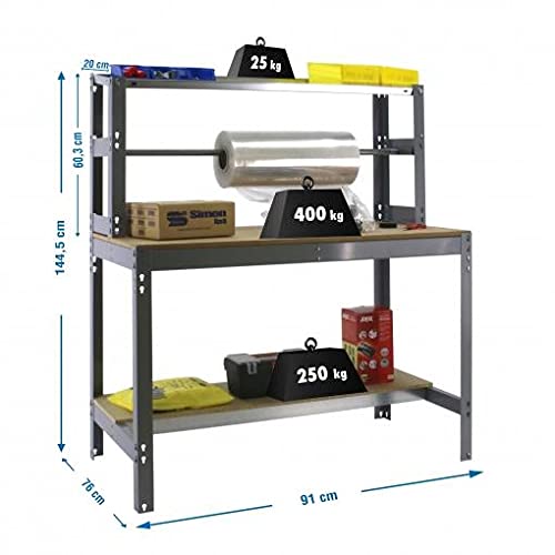 Banco de trabajo BT4 galva/madera 144,5x91x76cm