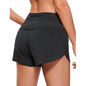 CRZ YOGA High Waisted Running Shorts for Women – 2.5” Liner Gym Athletic Workout Shorts with Zip Pockets Breathable Black Medium