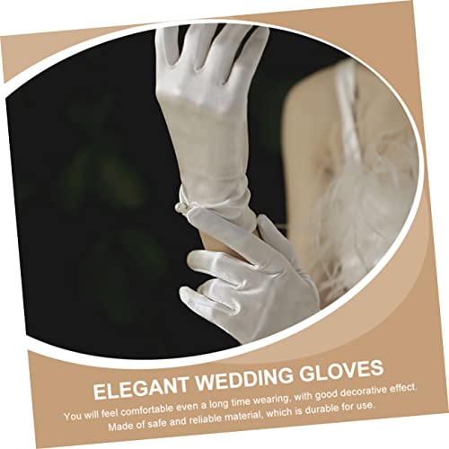 1 Pair Elegant Satin Gloves for Women Bridal Wedding Chic Mesh Design for Dance Parties Special Occasions Fits All Comfortable Eye Catching Accessory3