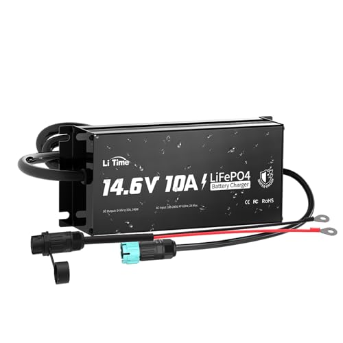 Image of LiTime IP65 Waterproof 14.6V 10A LiFePO4 Onboard Charger, Fast Charging, 4 Safety Protections, Better Charging Performance, Extend Lithium Batteries Life, with LED Indicator, Outdoor & Marine Use