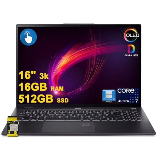 acer Swift 16 AI �m�[�g�p�\�R�� 16�C���` 3k OLED Touch 100% DCI-P3 Intel 8�R�A Ultra 7 Series 2 256V (�ő�47��) 16GB DDR5 512GB SSD �N���G�C�^�[ �f�U�C�i
