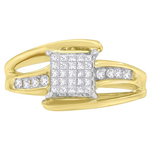 Original Classics 10K Yellow Gold Round and Princess Cut Diamond Ring (0.33 cttw, H-I Color, SI1-SI2 Clarity)