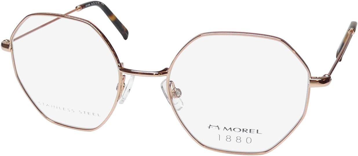 MOREL 1880 60149m Eyeglass Frame/Glasses Stainless Steel Metal Durable Eyewear from French Designer [50-18-140, pink gold]