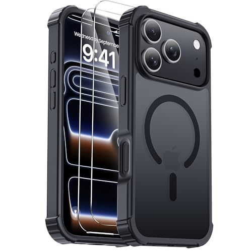 Gotubiim iPhone 17 Pro Maxp P[X [MagSafeΉ] [XN[veN^[2] [RpO[h̗ς] ϋvCX}zP[X iPhone 17 Pro Max 6.9C`pAubN