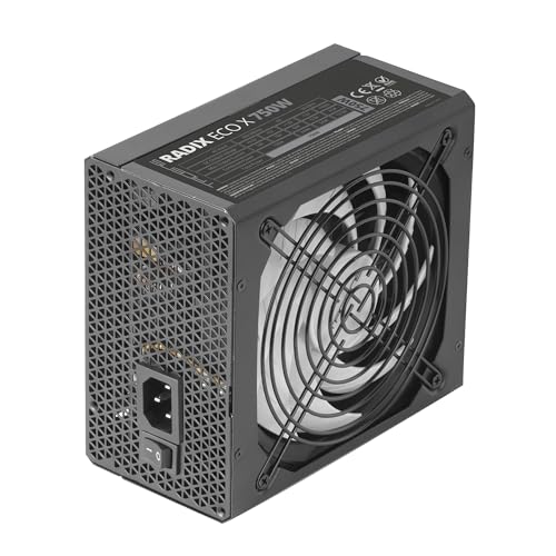 RADIX ECO X 750, Alimentatore PC ATX 750W, Garanzia 6 Anni, Efficienza 87%, Tecnologie SMD e DC-DC, Ventola Ultra-Silenziosa AI-RPM da 140mm FDB, Cavi Piatta Extra-Lunghi, Nero - Alimentatore - Immagine 1