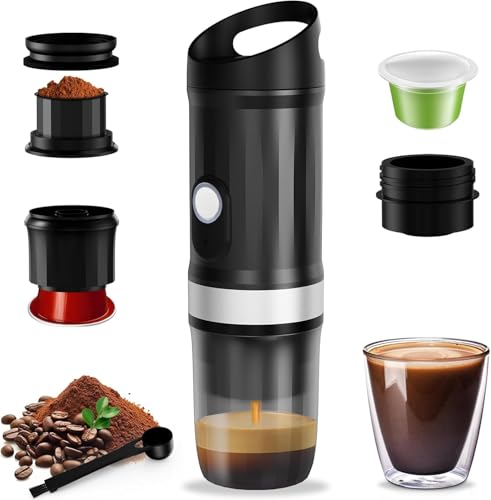Windancy tragbare Espressomaschine, Camping-Kaffeemaschine mit USB-C, 3-in-1-Kaffeemaschine für das Auto mit Selbstheizfunktion, Reise-Espressomaschine für Camping, Büro, Zuhause, Wohnmobil