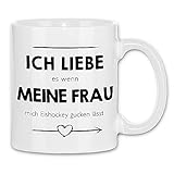 wowshirt Tasse Ich liebe es wenn meine Frau mich Eishockey gucken lässt Liebhaber, Farbe:White - White