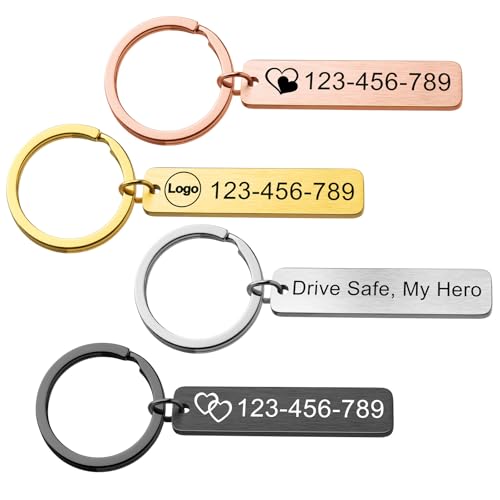 Image of Personalized Keychain With Text Name Engraved Metal Key Chain Gift | Stainless Keychains Steel for Men, Women, Gift
