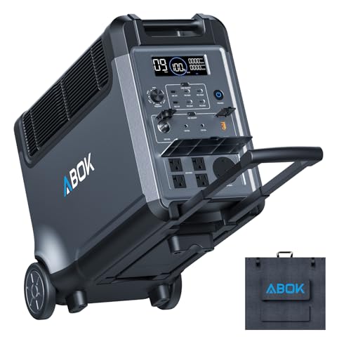 ABOK Ark3600 Portable Power Station with 200W Solar Panel, 3840Wh LiFePO4 Solar Generator Kit, 3600W...