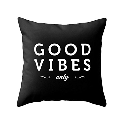 Good vibes only Black typography throw pillow Black and white pillow case