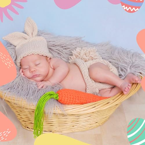 Xanewza Ostern Neugeborenes Fotografie Outfits Baby Häkeln Gestrickt Fotoshooting Requisiten Kaninchen Kostüm Set Für Baby Junge Mädchen Cap + Shorts + Karotte