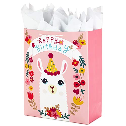 Hallmark 15" Extra Large Gift Bag with Tissue Paper for Birthdays (Llama and Flowers) - Thumbnail 6