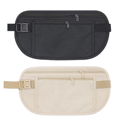 2Pcs Money Belts for Travel Hidden Women, Ultra-Thin Waist Bags, Lightweight Polyester Material, Adjustable Security Bags for Travel, Ideal for Running, Hiking, Dog Walking, and Cycling