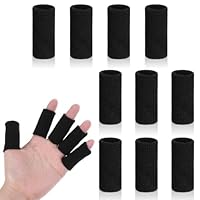 Dimeho Fingerschutz, 10 Stück Elastische Fingerbandage den Sport Verstellbare Dehnbare Fingerhülle Fingerschützer Kompressions Fingerhülsen Fingerstütze zur Fingerschmerzen (Schwarz)