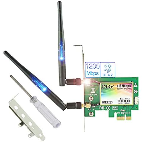 Ubit Wireless WiFi Card | 11AC Up to 1200Mbps PCIe Wireless Card | Dual-band(2.4GHz 300Mbps or 5GHz 867Mbps) Gigabit WiFi Adapter | PCIe WiFi Card with BT 4.2 for Desktop/PC Gaming Cover
