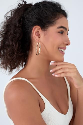 Large Gold Hoop Earrings for Women Trendy 14k Gold Plated 925 Sterling Silver Post Oval Hoop Earrings Lightwieght Big Hoops Earrings Jewelry Gifts for Women2