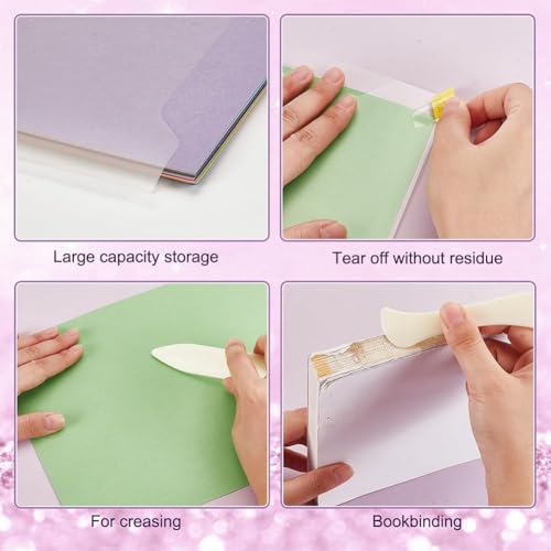 Image of AHANDMAKER 20 PCS Scrapbook Paper Storage 2 Sizes Clear Storage Bag with 60pcs Index Tabs and Bone Folder Paper Creaser for Holding 12x12inch, 6x6inch Scrapbook Photos and Paper File