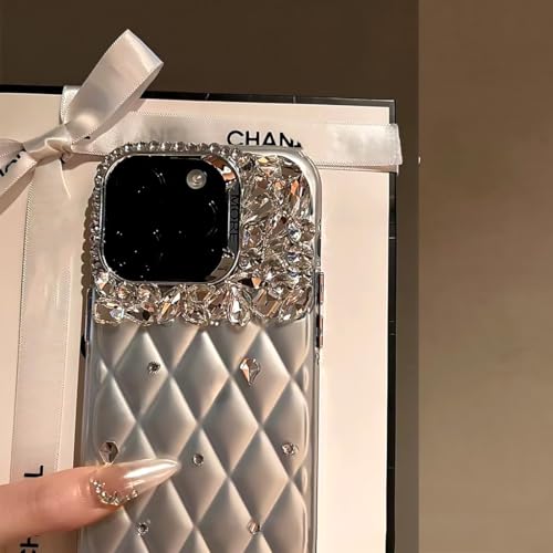 iphone 16 用 ケース ラインストーン キラキラ ピカピカ ダイヤモンド シルバー デコ デコレーション 贅沢 豪華 キルティング 韓国っぽい 大人女子 かわいい いphoneケース 人気スマホケース おしゃれ ランキング シンプル 上品 シンプル