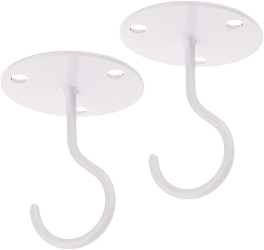 Elionless Wall Mount Ceiling Hooks, 2PCS Heavy Duty Wall Hooks for Hanging Plants, Bird Feeders, Lanterns,Wind Chimes, Outdoor Decoration Hooks (WHITE)