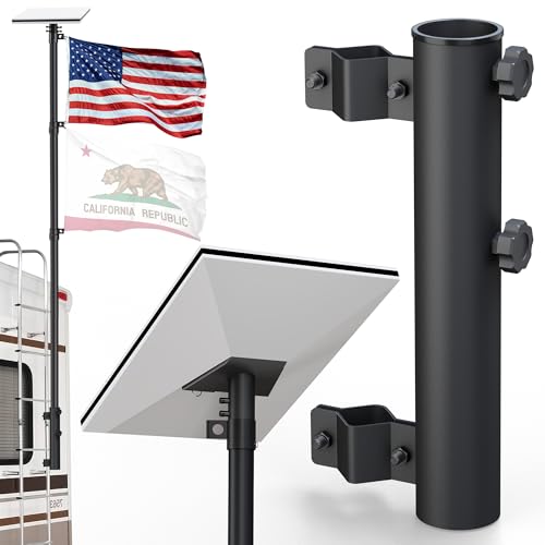 Starlink Gen 3 Pole Mount Kit, Heavy Duty Starlink Pole & RV Ladder Flag Pole Mount, Telescoping Flagpole Extends 4.16FT to 10FT, Portable Mounting Kit for Rv Camping, Tailgating, Sports & Outdoor Use