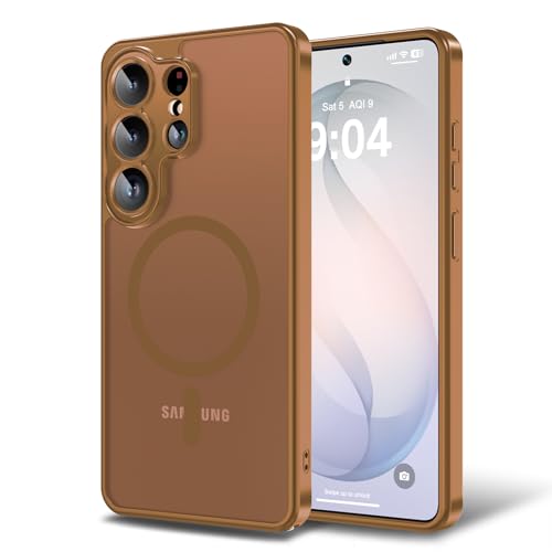BPOASE Magnetic for Samsung Galaxy S26 Ultra Case,[Compatible with Magsafe][Full Camera Protection] Slim Fit Anti-Fingerprint Translucent Matte Shockproof Protection Phone Cover-Brown by BPOASE - Used condition - US$5.20
