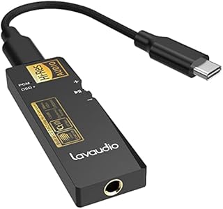 Lavaudio USB Headphone Amp, Portable Desktop DAC 32Bit 384Khz CS43198 and Native DSD256 Hi-Res HiFi Headphone Amplifier 3.5mm/Type C/Lightning Out for PC/Smartphone Home Audio/ DS100
