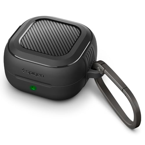 Spigen for Samsung Galaxy Buds 4 Pro Case/Galaxy Buds 4 Case (2026), Rugged Armor Drop-Protection Cover with Carabiner - Matte Black