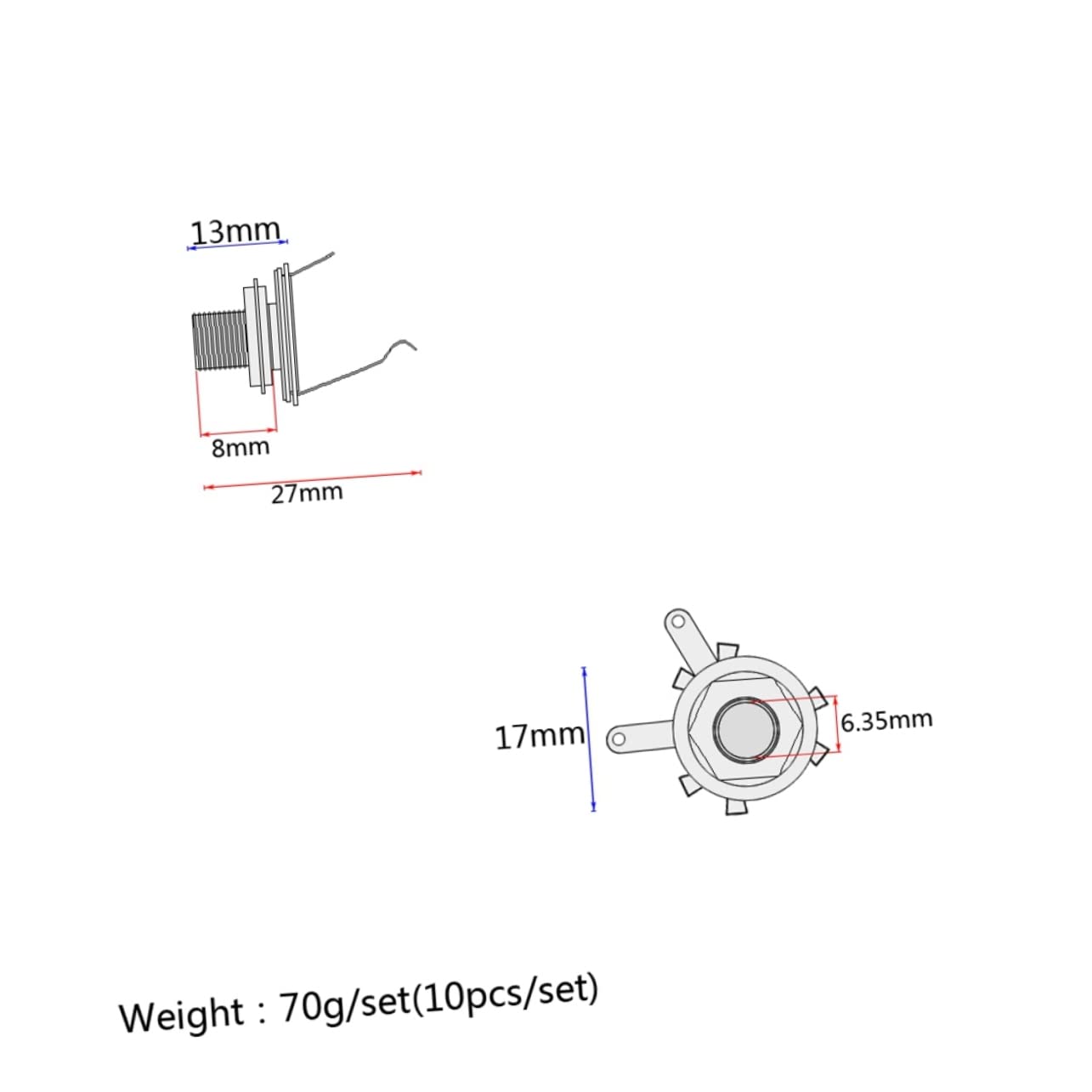 Toyvian 20pezzi Connettore Jack Mono Per Chitarra Dorato Facile Installazione Per Chitarre Elettriche e Acustiche Sostituzione Per Strumenti Musicali