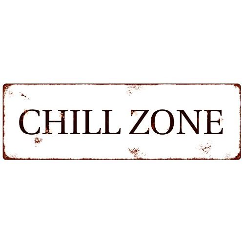 Interluxe METALLSCHILD Shabby Vintage Blechschild CHILL Zone Entspannen Wellness Relax