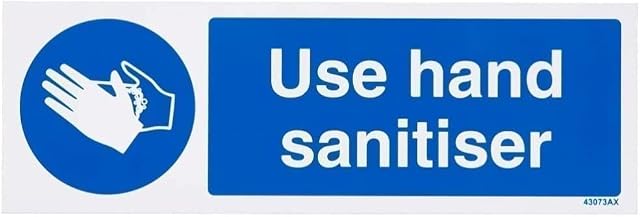 VSafety Use Hand Sanitiser Sign - Landscape - 300mm x 100mm - 1mm Rigid Plastic