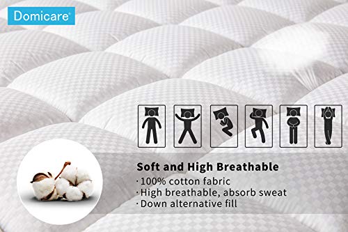 DOMICARE Queen Mattress Pad Cover - Cotton Down Alternative Quilted Pillowtop Mattress Pad with Deep Pocket (8"-21") - Hypoallergenic Overfilled Cooling Fitted Mattress Topper - Thumbnail 3