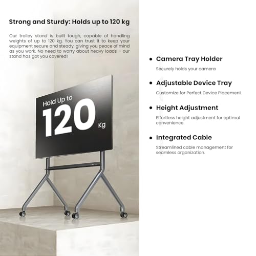 Image of 85 Inche 4K UHD Touch Screen LED TV UltraTouch Display Interactive Flat Panel with Monitor 3840x2160 Pixel 8GB 128GB with Display Stand Heavy Duty Adjustment Floor TV Trolley with Bracket.