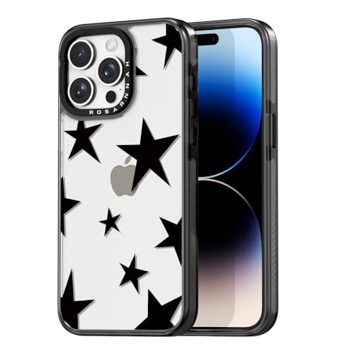 Rosarnnah Compatible for iPhone 14 Case Cute Aesthetic - Durable Shockproof 6.6 ft Drop Impact Phone Case Cover with Funny Fashion Five-Pointed Star Design 6.1" Black