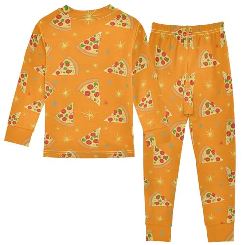 Pajama Sets Long Sleeve Pizza Slices on Orange Soft Comfy Sleepwear 2 Piece PJS 3-8T3