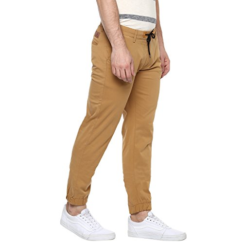Image of Urbano Fashion Men's Khaki Slim Fit Casual Chino Jogger Pants Stretchable