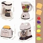 Foto di Accessori Cucina Bambini, Set di Elettrodomestici da Cucina Giocattolo per Bambini, Macchina da Caffè, Frullatore, Mixer, Tostapane con Luci e Suoni, Gioco di Ruolo Regalo per Ragazzi e Ragazze 3+Anni