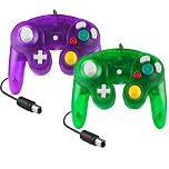 Hovlian 2 Pack NGC Controllers,Classic Wired Controller for Wii Game cube Console (Clear Purple and Green)