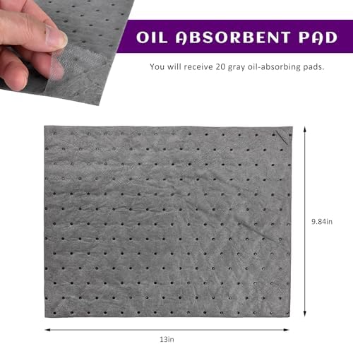 CCHRN 20 PCS Oil Absorbent Pads, 13" Γ 10" High Absorbency Polypropylene Oil Absorbing Mat, Reusable Spill Control Supplies Maintenance Pad for Automotive Workshop, Car Accessories - 1