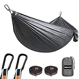 NATUREFUN Hamaca Ultraligera para Viaje y Camping (275x140 cm) | 300kg de Capacidad de Carga,Transpirable, Nylon de Paracaídas de Secado Rápido | 2X Mosquetones Premium, 2X Correas de Nylon Incluidas