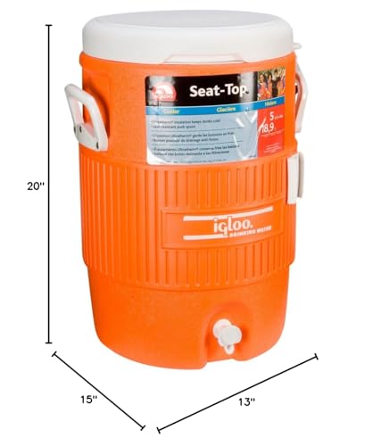 Image of Igloo 5 Gallon Cooler with Seat Lid in Orange