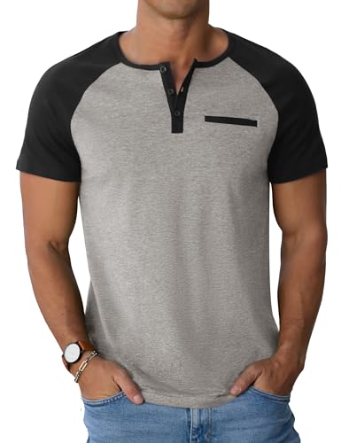 Image of Sailwind Men's Cotton Henley Short Sleeve Casual T-Shirts with Pocket