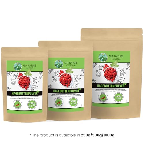 Alpi Nature Hagebuttenpulver 500g, Hagebuttenmehl ,Hagebutten getrocknet und gemahlen, Hagebutten Pulver