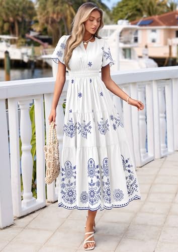 Image of PRETTYGARDEN Womens Summer Dresses Floral Maxi Boho Spring Long Dress
