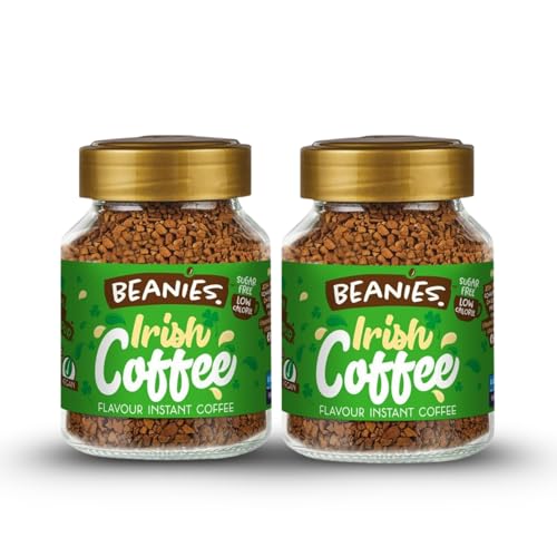 Beanies Irish Cream Flavour Instant Coffee, 50g | Flavourful Irish Cream Taste Naturally Flavoured | 100% Australian | Freeze- dried | Vegan | Nut-free | Pack of 2