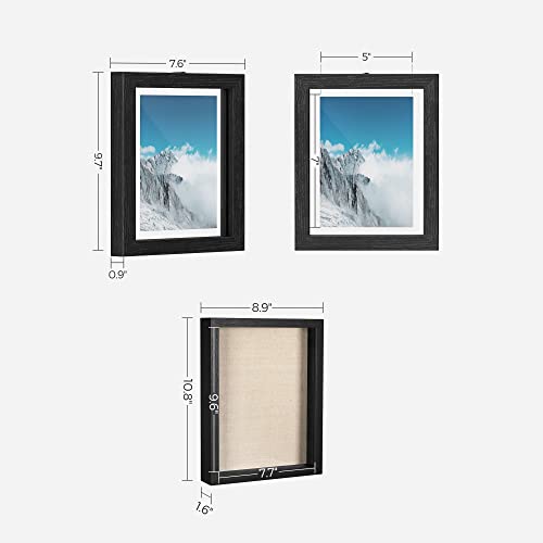 Songmics Set Of 3 Floating Photo Frames And Shadow Box Frame Bundle, Wall-Mounted Or Tabletop Stand, Black Urpf375B01 And Urpf007B01 #TOP7