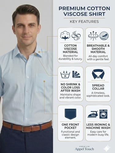 Image of Appel Touch Men's Cotton Blend Formal Shirt Half Sleeves