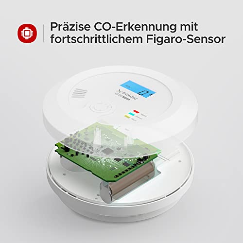 X-Sense CO Melder mit Austauschbarer Batterie und LCD Display inkl. CO-Konzentration… – Ansicht 4