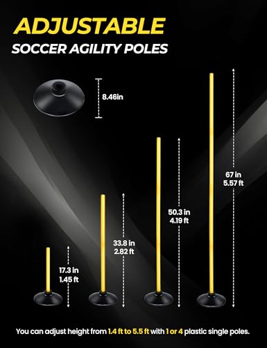 image for SEAOTTER Soccer Agility Poles Set, 4/6/10 Pcs Detachable Sports Trainn
